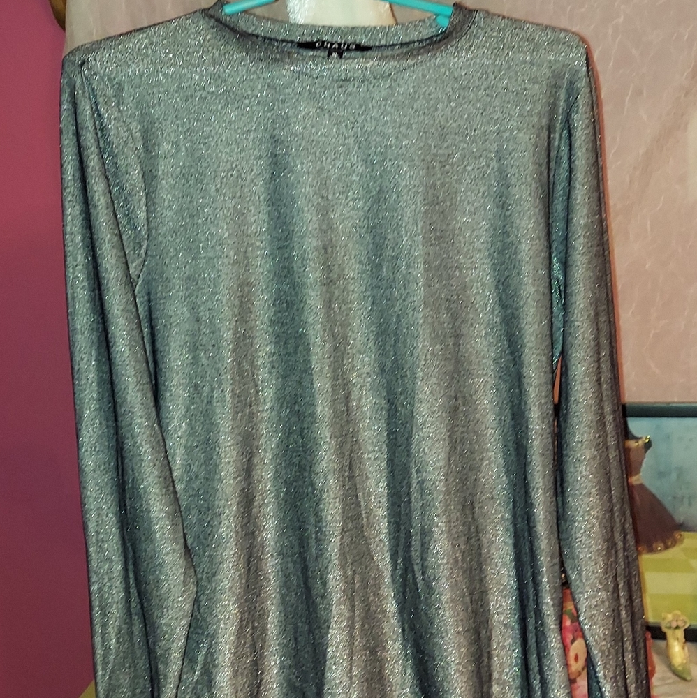 Womans Chaus Silver Sparkle Shirt Top